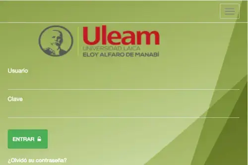 Aula Virtual ULEAM: Iniciar sesión estudiantes