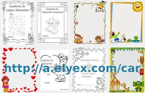 Caratulas para niños cuadernos Imágenes Imprimir Dibujos Fotos Niños Matemática Lengua Modelos