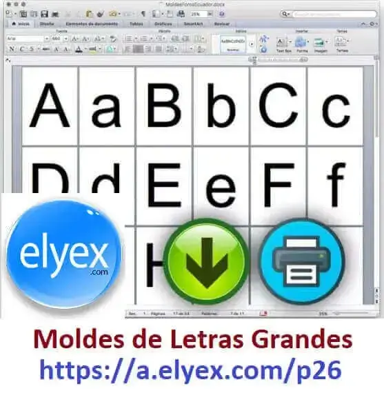 Moldes de Letras Grandes (para Imprimir y Recortar) Word y PDF
