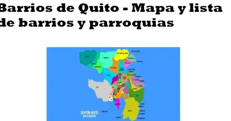 Mapa y lista de barrios y parroquias de Quito