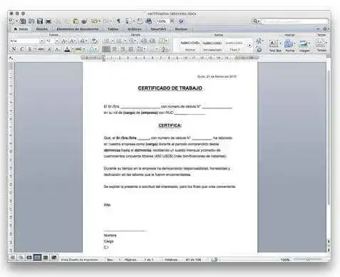 Modelo de Certificado de Trabajo en Word – Ejemplo