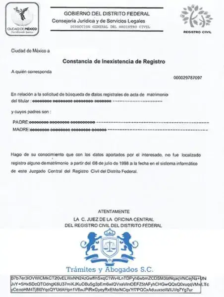 Certificado de Soltería