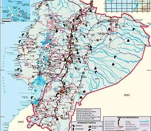 Mapa vial actualizado del Ecuador