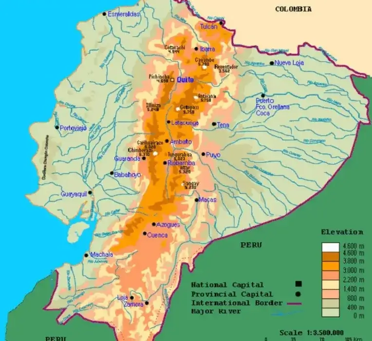 Ecuador Hoyas y Nudos ubicación, nombres y características