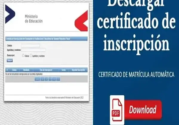 Descargar certificado de matrícula automática MinEduc