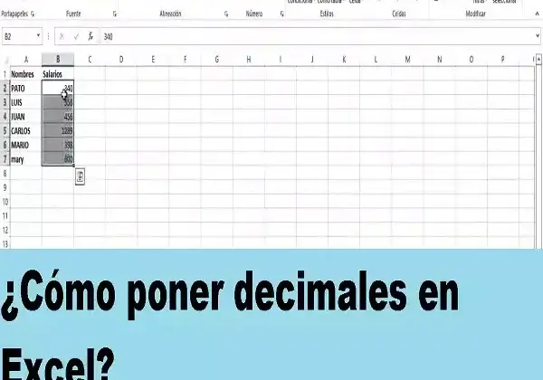 Cómo poner decimales en Excel