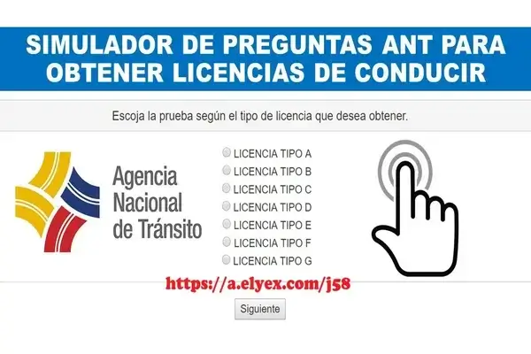 Simulador de preguntas ANT para licencias tipo A, B, C, D, E, F, G